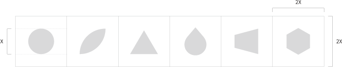 Graphic 1 - Graphic Elements의 공간 공백,1개의  icon가로길이의 2배의 가로길이 공백